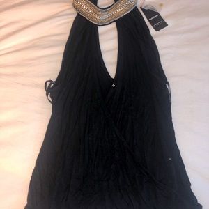 Bebe low cut halter top with embellished collarNWT
